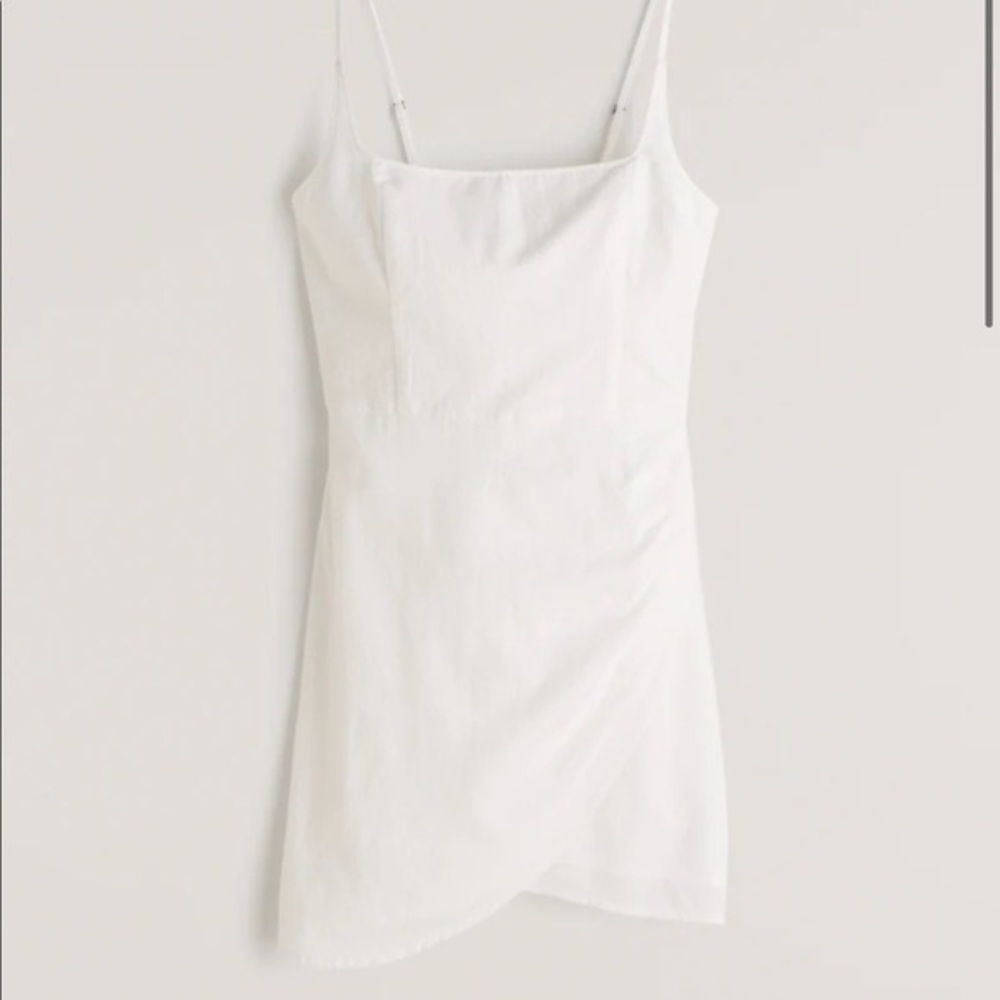 Abercrombie & Fitch White Scoopneck Wrap Mini Dress